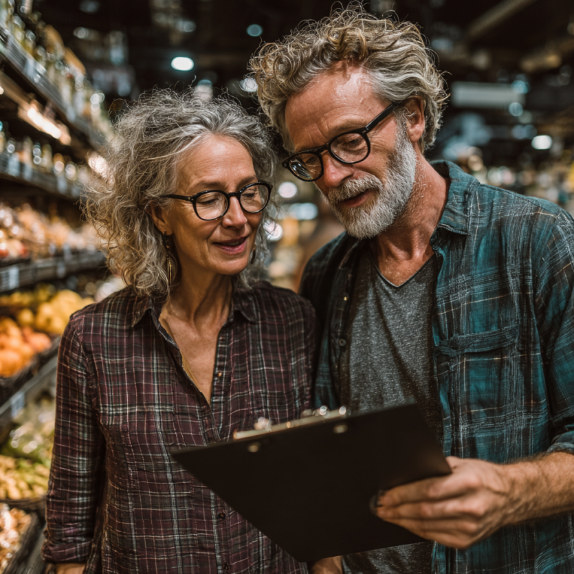 Літнє подружжя готує разом
